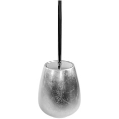 Toilet Brush Holder, Silver Pottery, Round